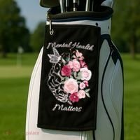 Mental Health Matters Hand Drawn Flowers Brain Awareness Month Golf Towel thumb 2