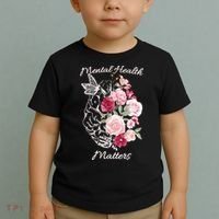 Mental Health Matters Hand Drawn Flowers Brain Awareness Month Toddler T-Shirt thumb 2