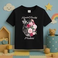 Mental Health Matters Hand Drawn Flowers Brain Awareness Month Toddler T-Shirt thumb 3