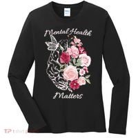 Mental Health Matters Hand Drawn Flowers Brain Awareness Month Women's Long Sleeve Shirt thumb 0