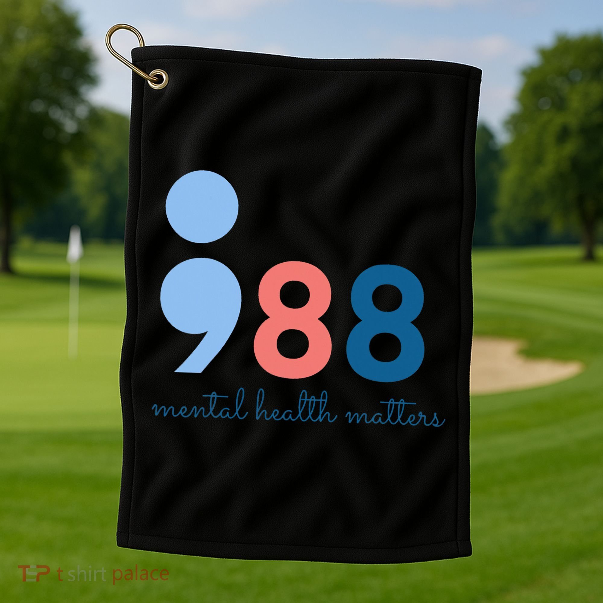 Mental Health Matters 988 Suicide Prevention Awareness Golf Towel