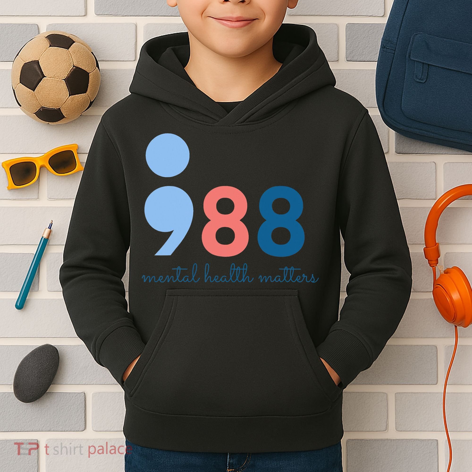Mental Health Matters 988 Suicide Prevention Awareness Kids Hoodie