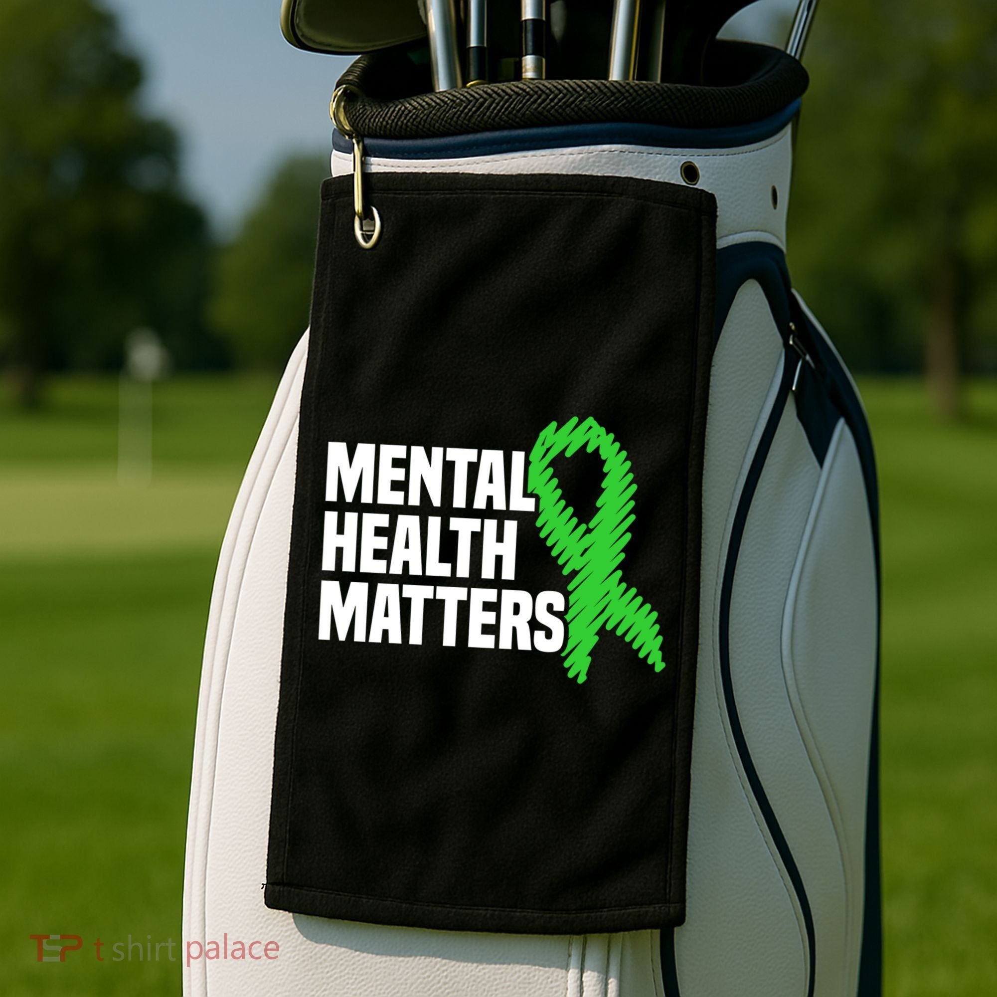 Mental Health Matters Green Ribbon Tal Health Awareness Great Gift Golf Towel