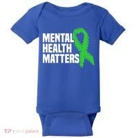 Mental Health Matters Green Ribbon Tal Health Awareness Great Gift Baby Bodysuit thumb 0