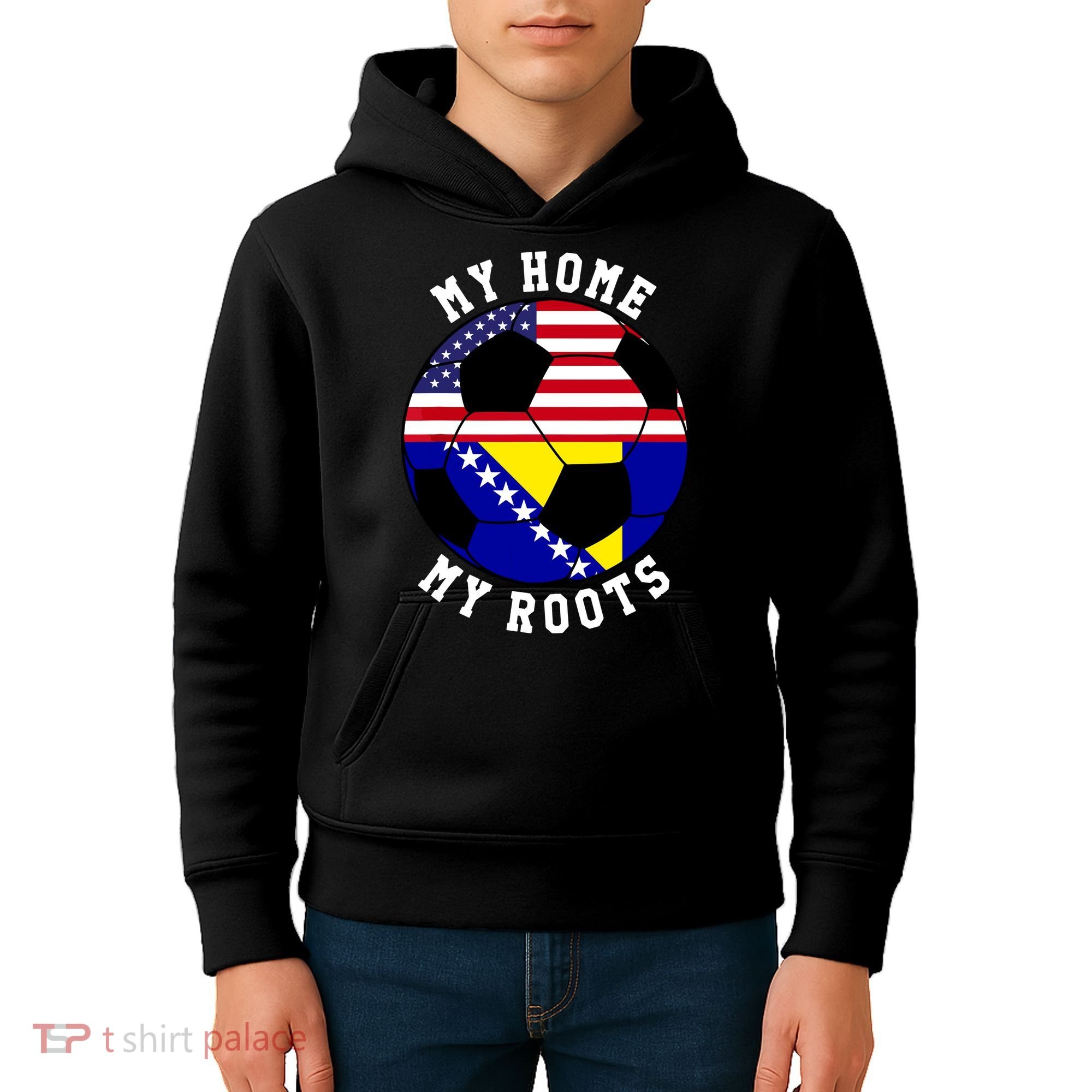 My Home My Roots Bosnia Flag Soccer Kids Hoodie