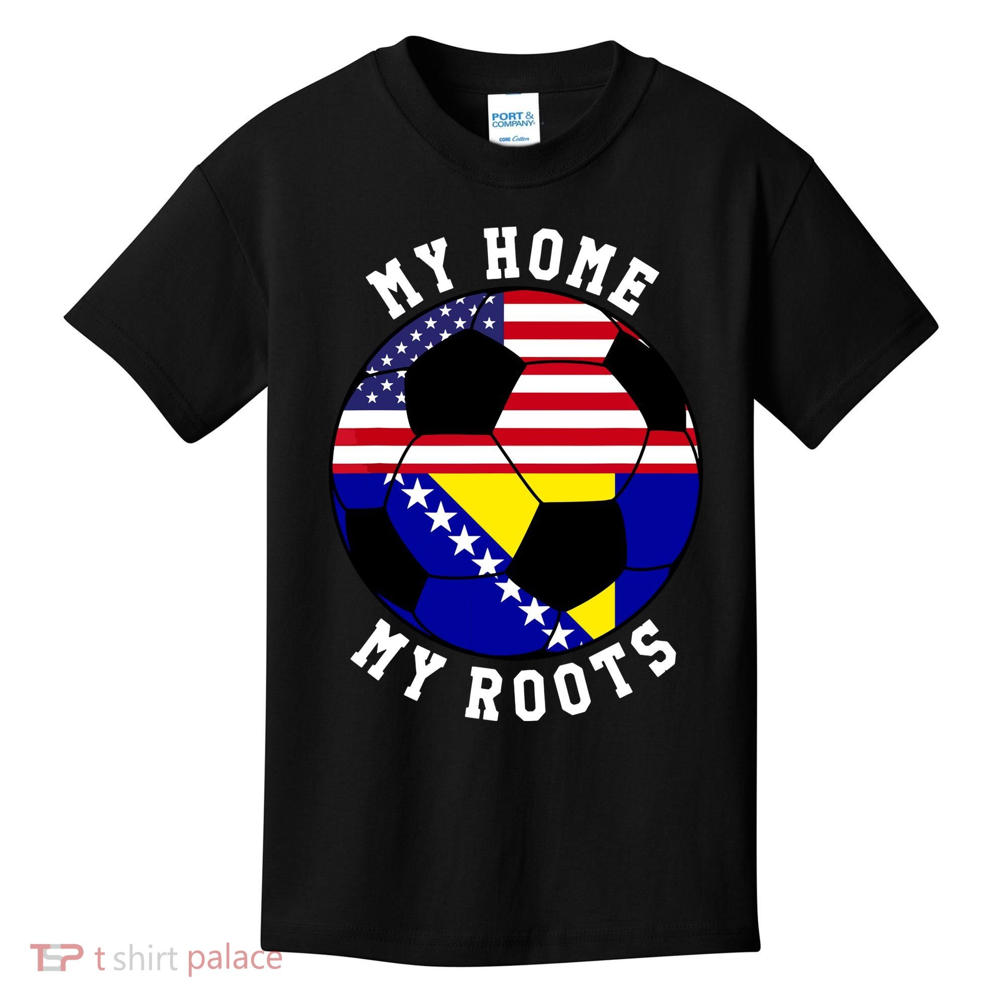 My Home My Roots Bosnia Flag Soccer Kids T-Shirt