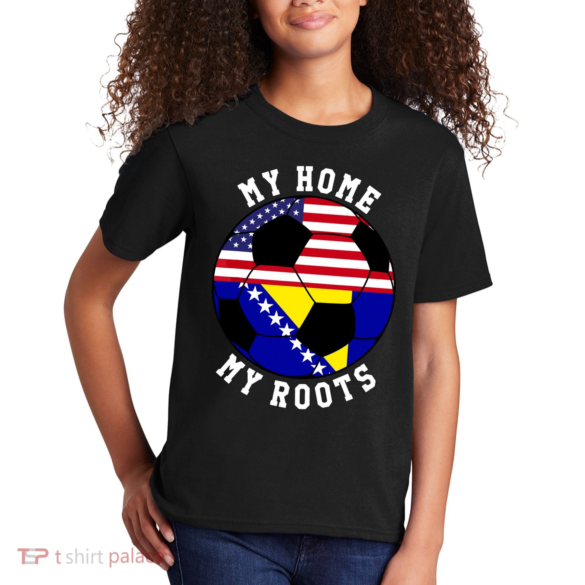 My Home My Roots Bosnia Flag Soccer Kids T-Shirt