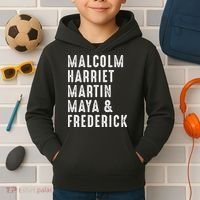 Malcolm Harriet Martin Maya Frederick Black Leaders Kids Hoodie thumb 2