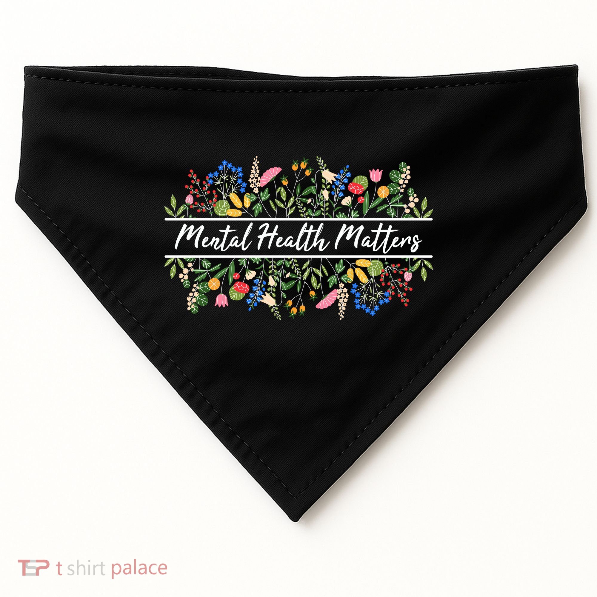 Mental Health Matters Floral Wildflowers USA-Made Doggie Bandana