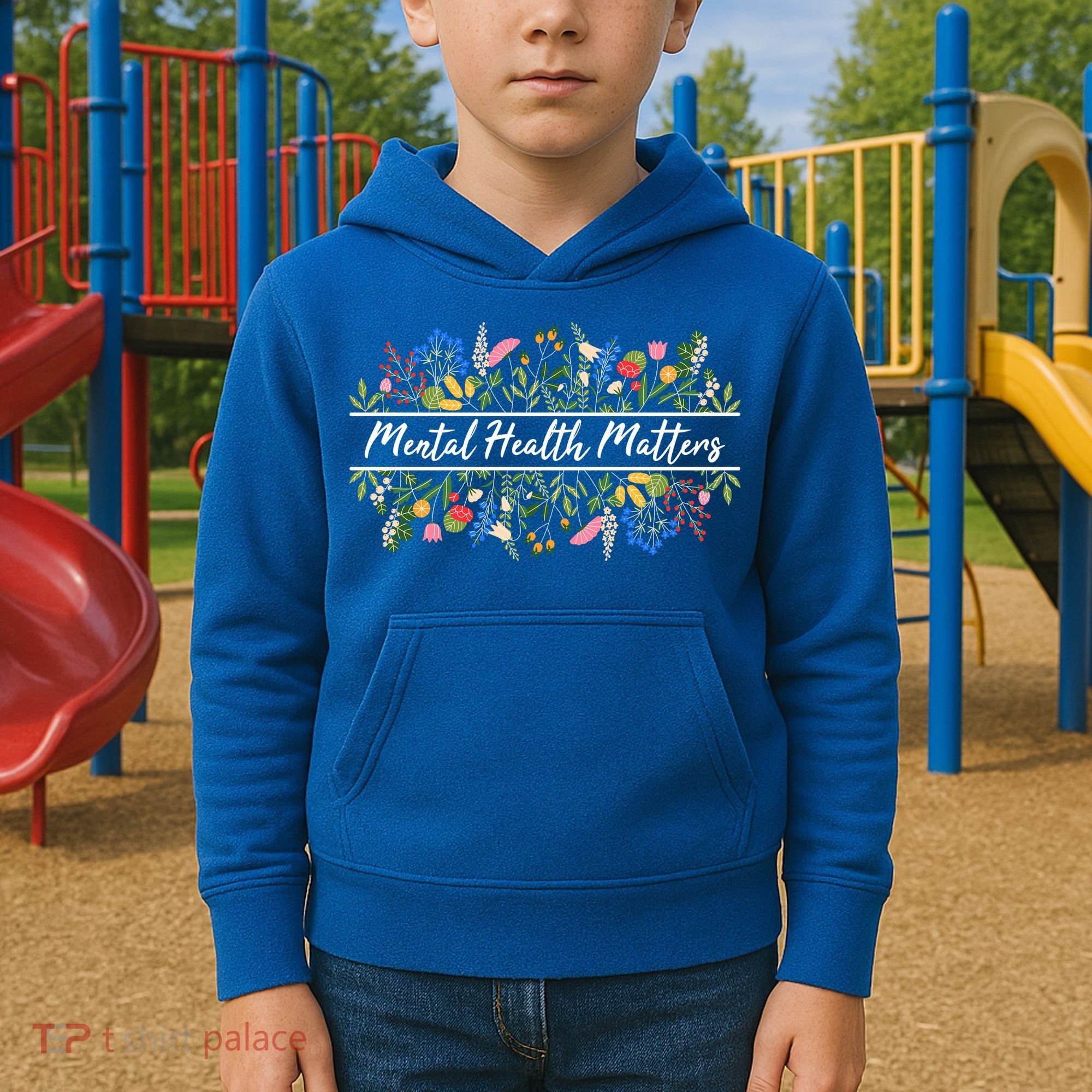 Mental Health Matters Floral Wildflowers Kids Hoodie