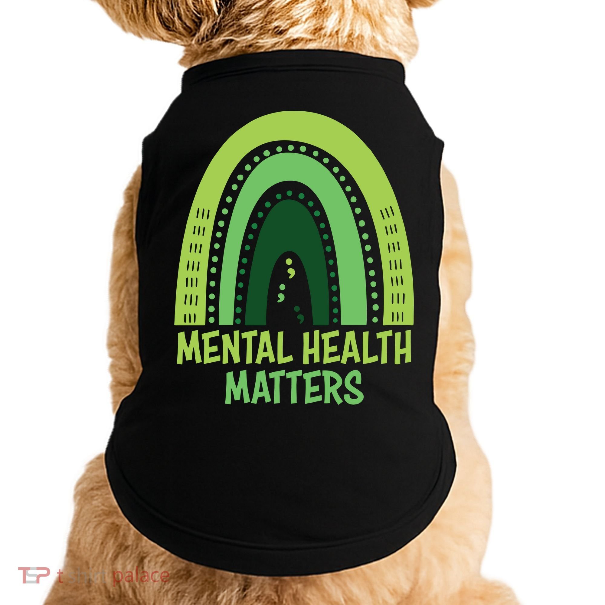 Mental Health Matters Green Rainbow Doggie Tank