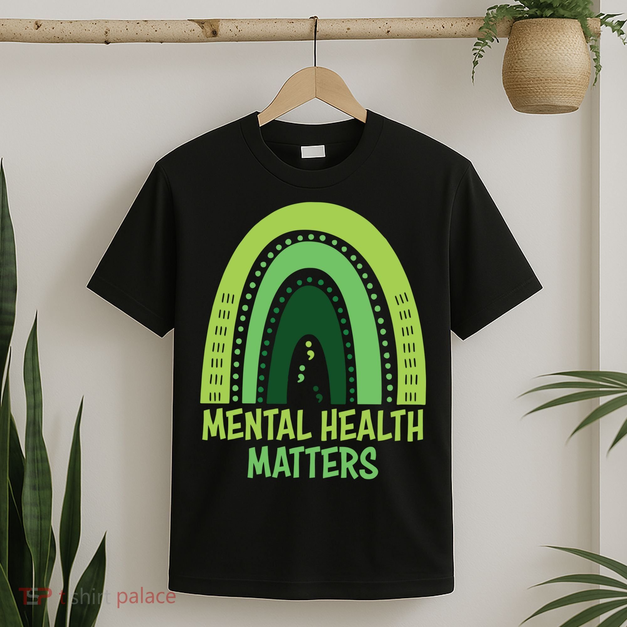 Mental Health Matters Green Rainbow T-Shirt