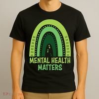 Mental Health Matters Green Rainbow T-Shirt thumb 3