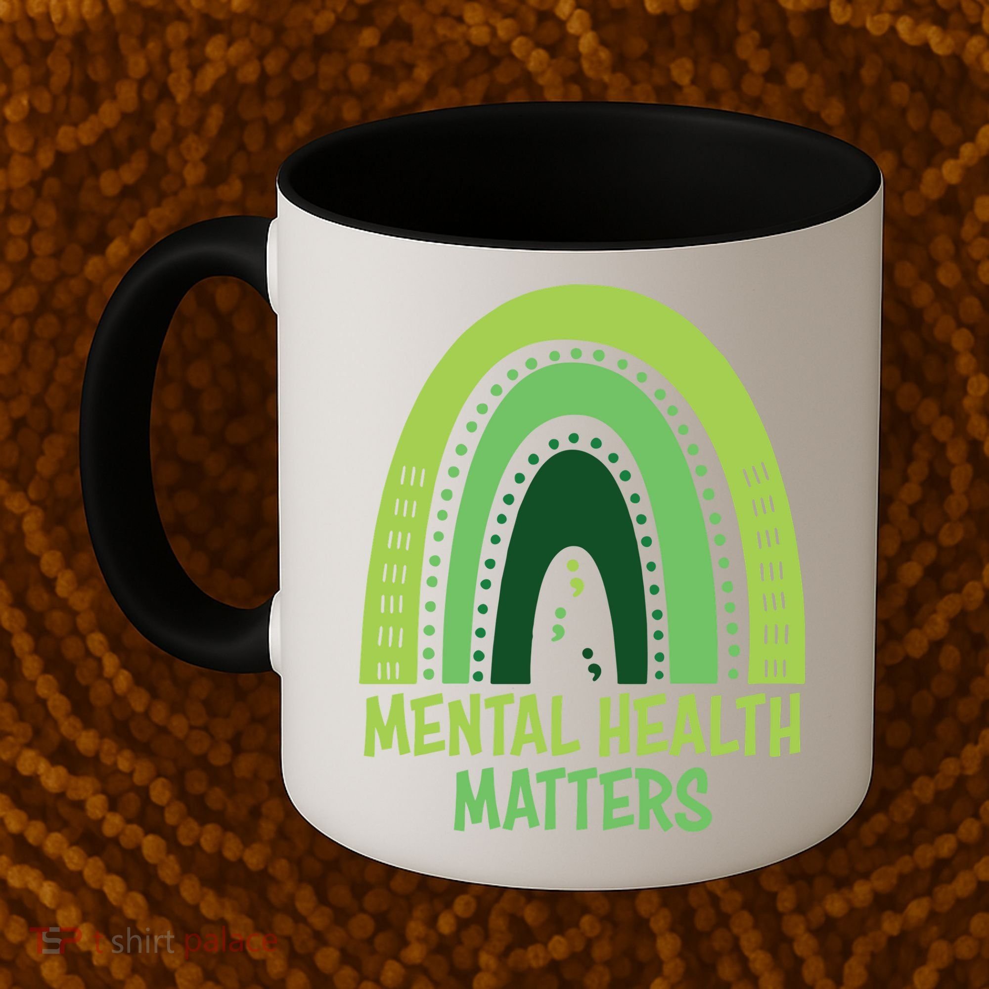 Mental Health Matters Green Rainbow Coffee Mug