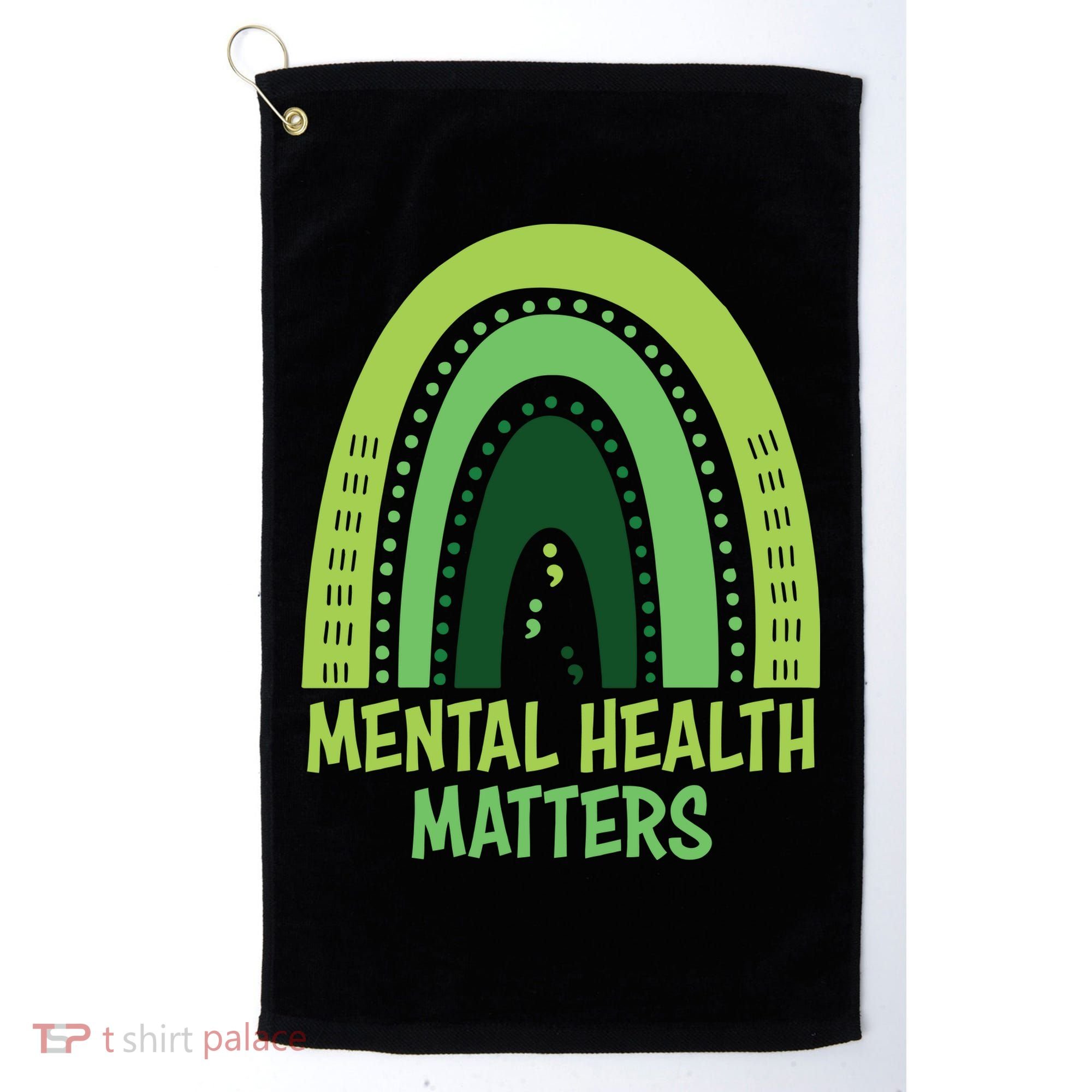 Mental Health Matters Green Rainbow Golf Towel