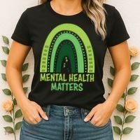 Mental Health Matters Green Rainbow Women's T-Shirt thumb 2