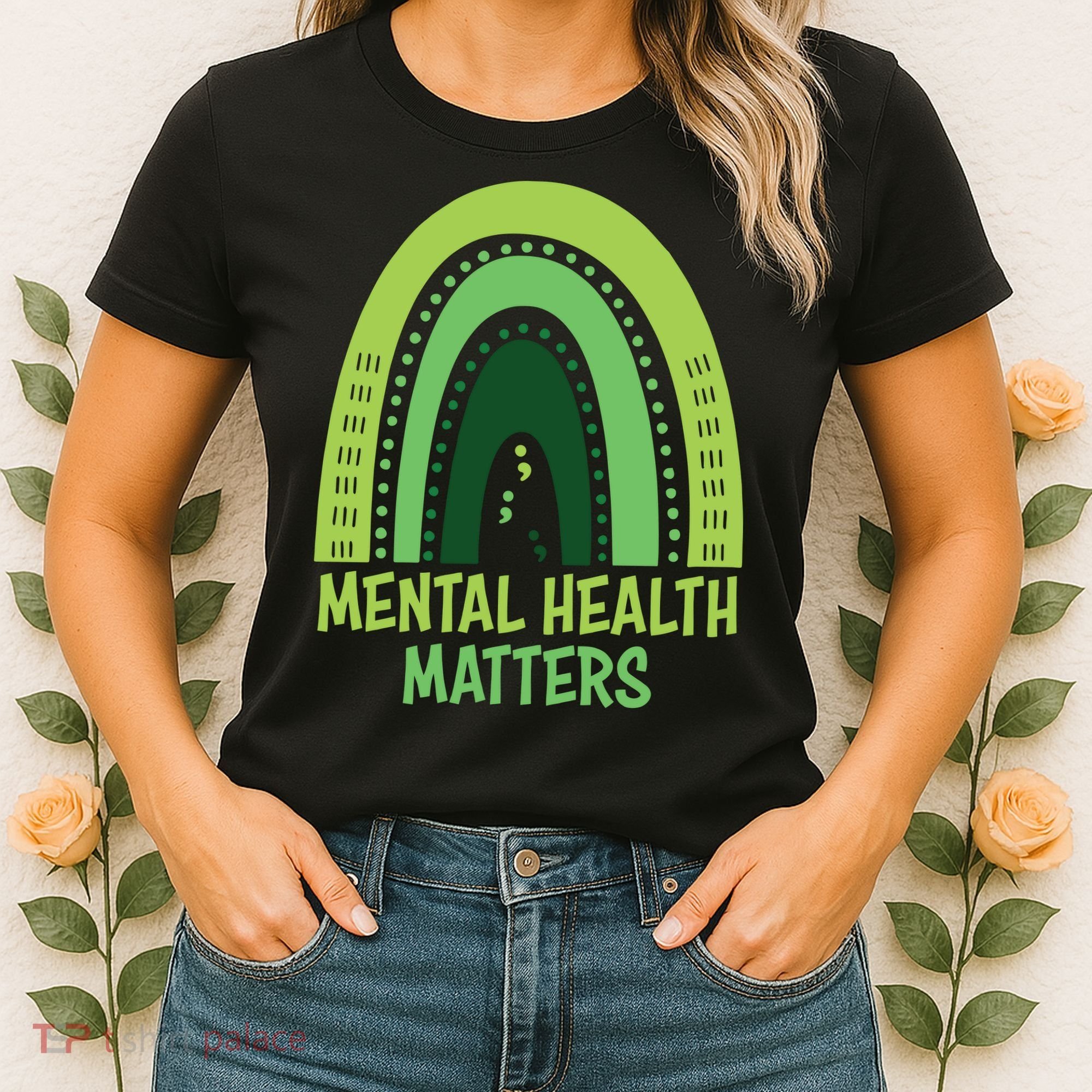 Mental Health Matters Green Rainbow Women's T-Shirt