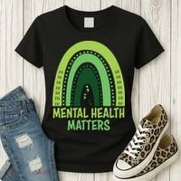 Mental Health Matters Green Rainbow Women's T-Shirt thumb 3