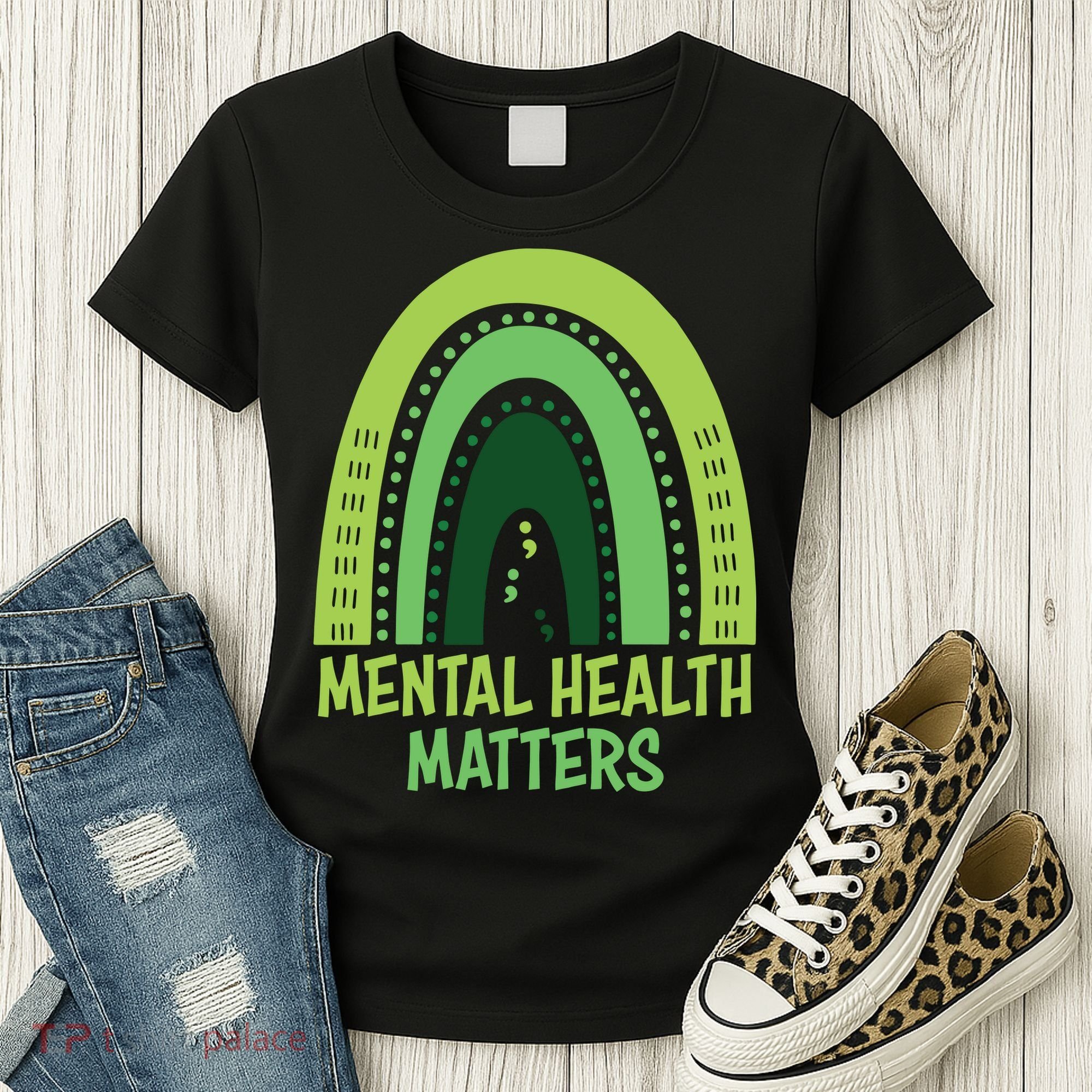 Mental Health Matters Green Rainbow Women's T-Shirt