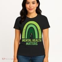 Mental Health Matters Green Rainbow Women's T-Shirt thumb 4