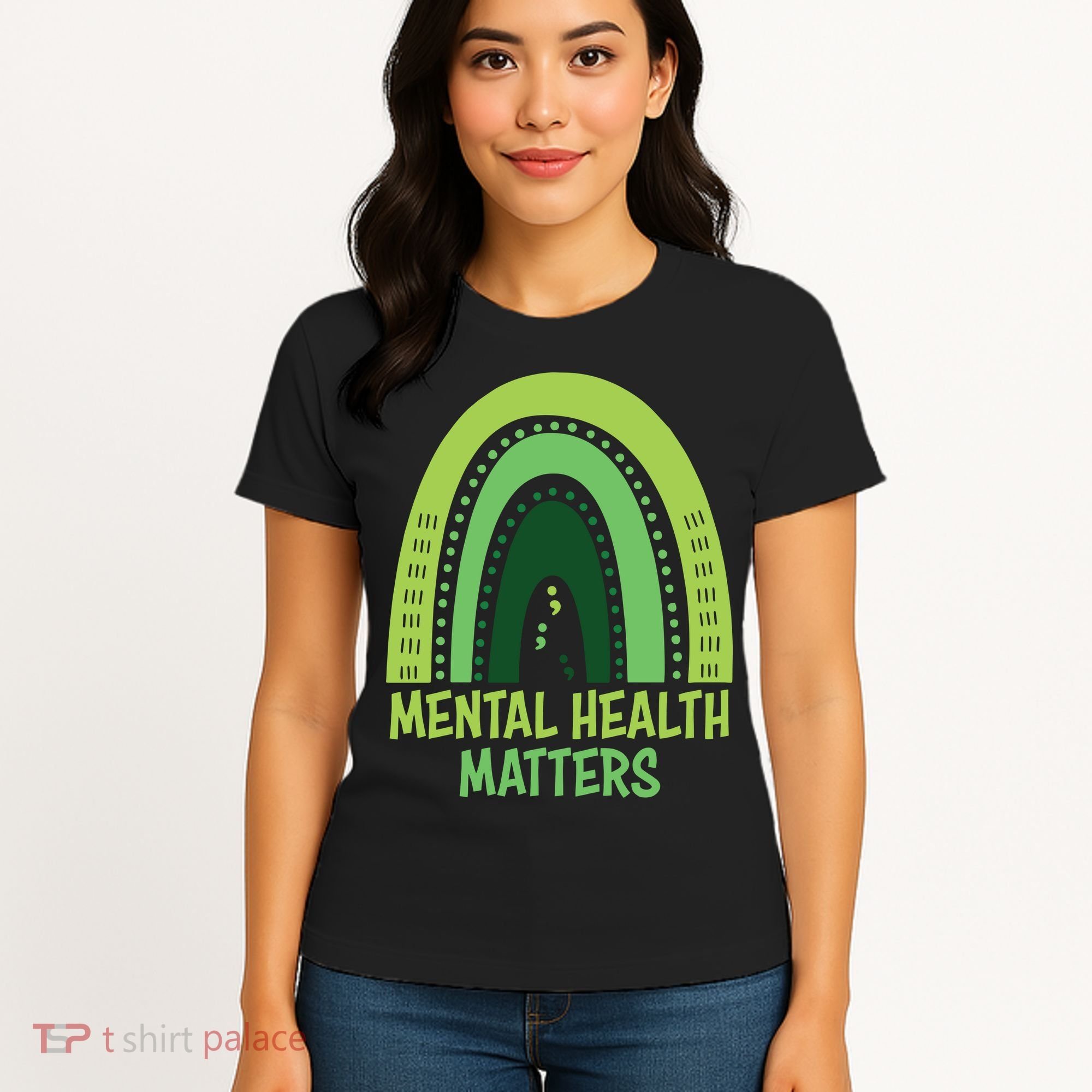 Mental Health Matters Green Rainbow Women's T-Shirt