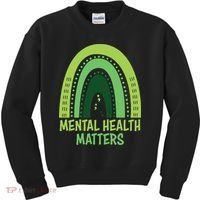 Mental Health Matters Green Rainbow Kids Sweatshirt thumb 0