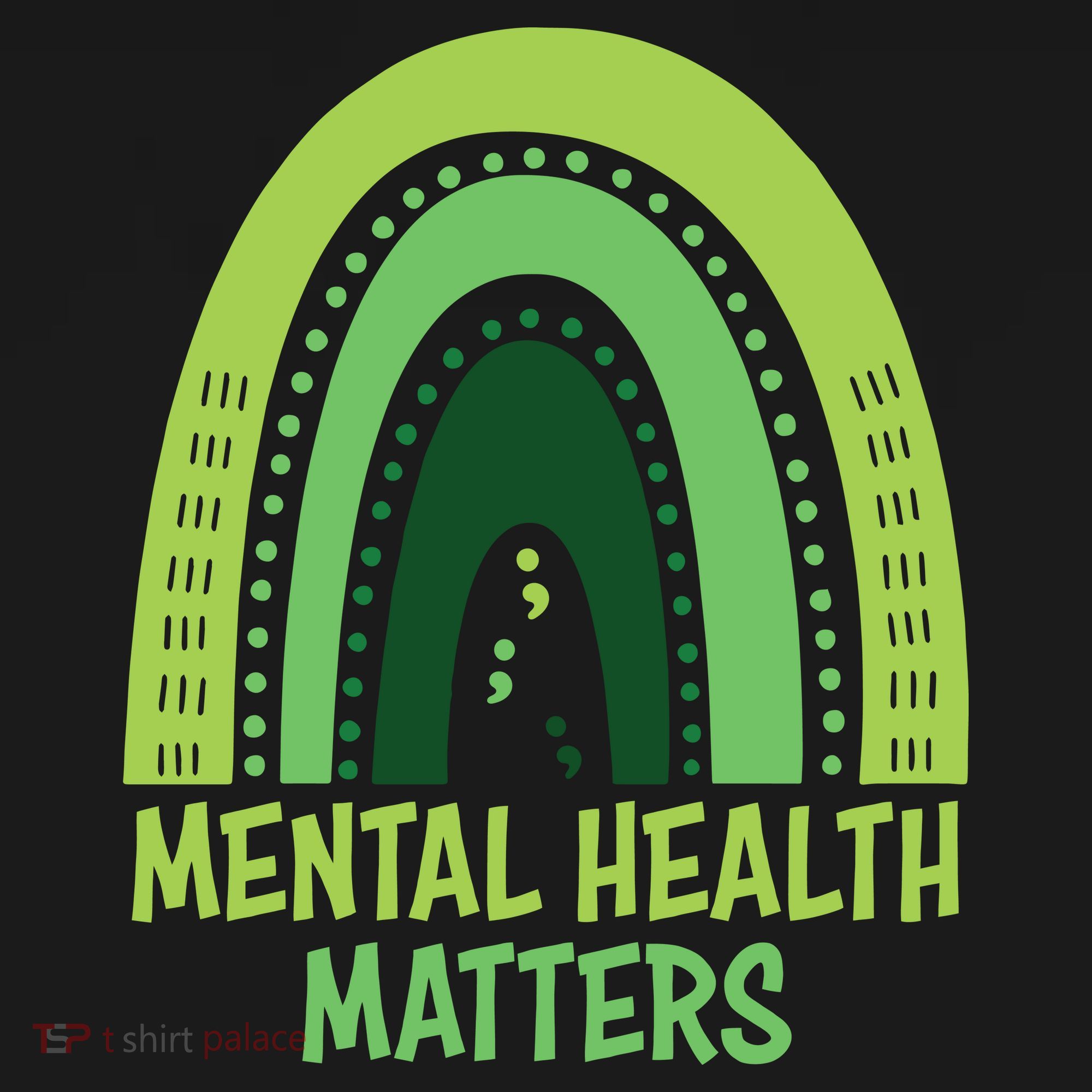 Mental Health Matters Green Rainbow Kids Long Sleeve Shirt
