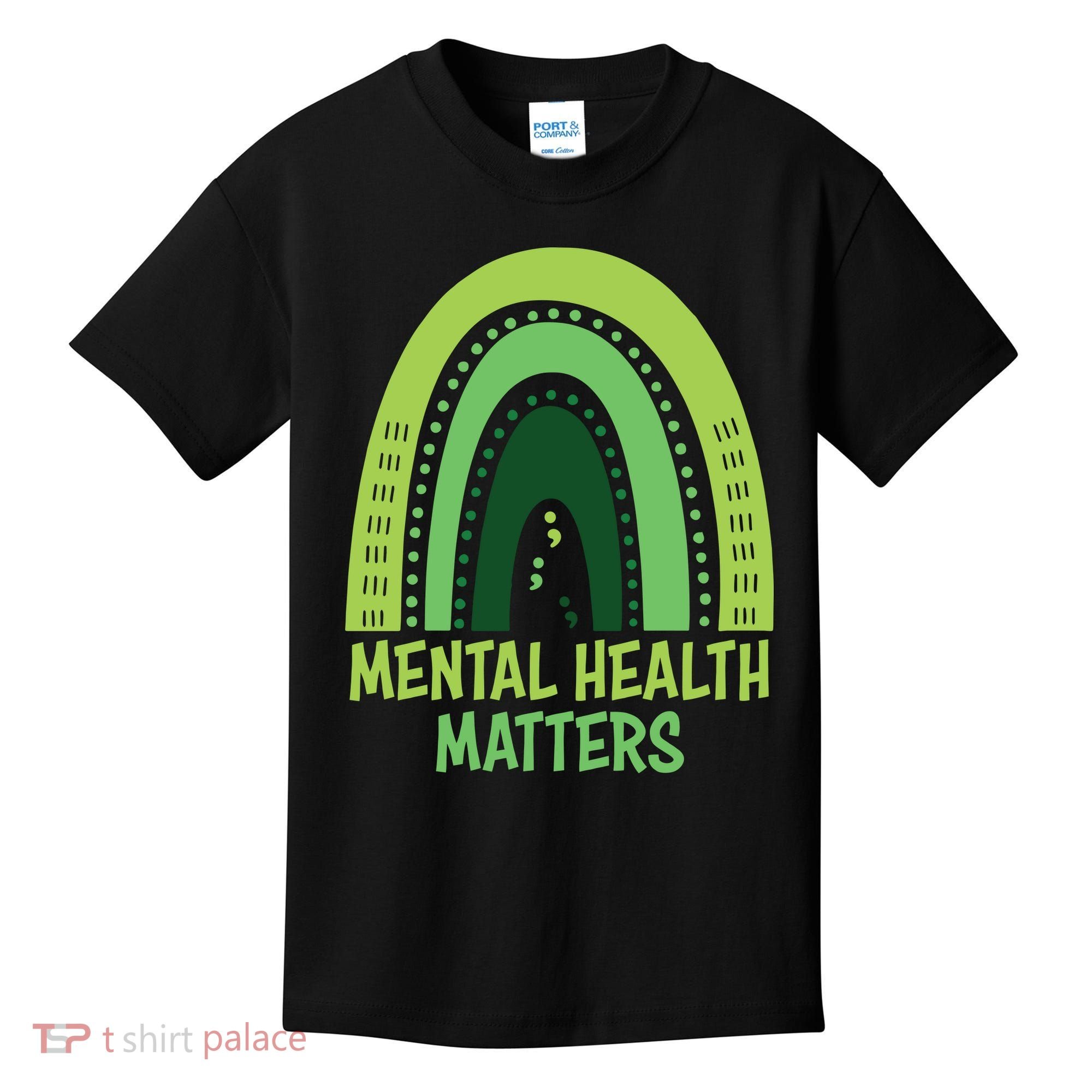 Mental Health Matters Green Rainbow Kids T-Shirt
