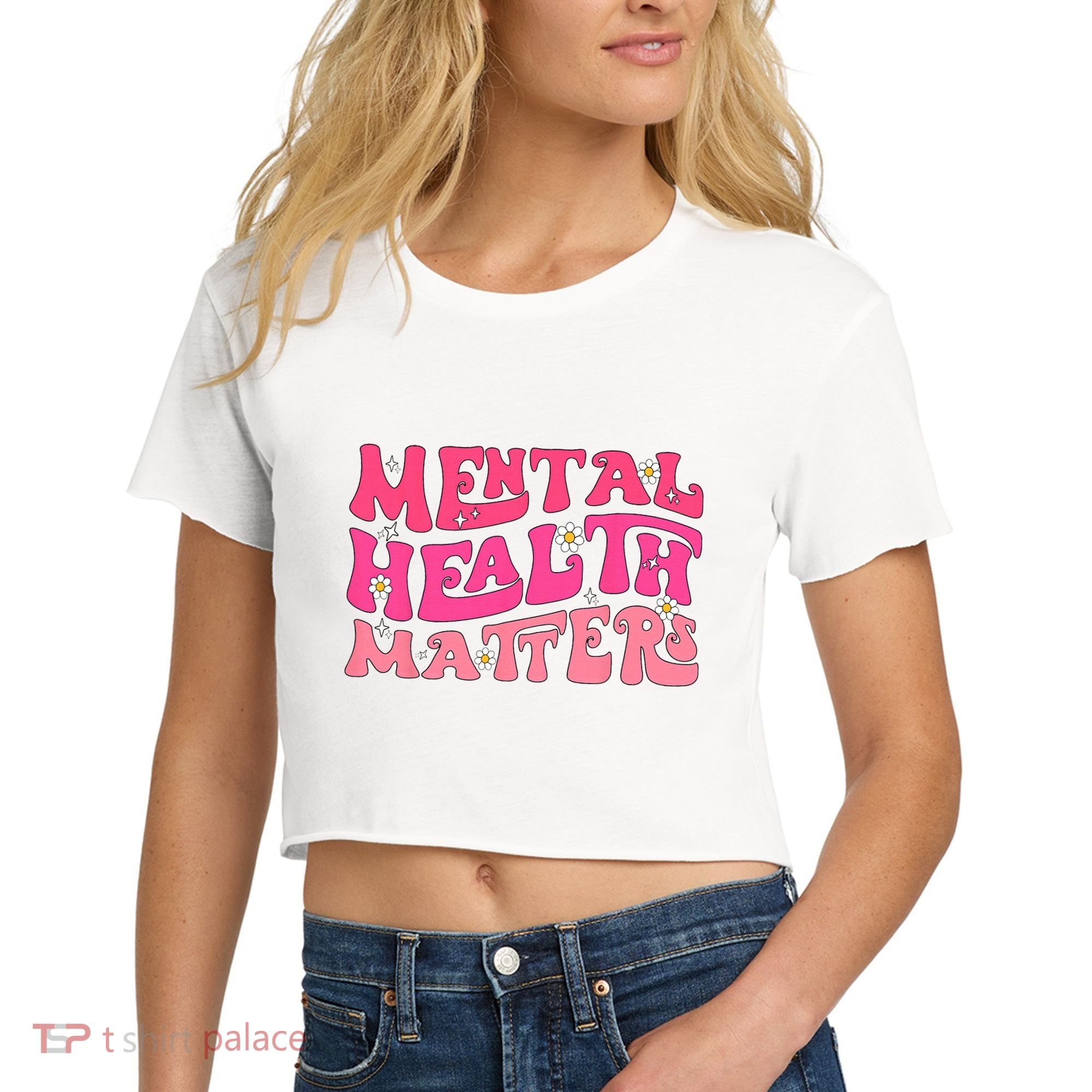 Mental Health Matters Groovy Psychologist Therapy Squad Women's Crop Top Tee