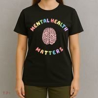 Mental Health Matters Rainbow Brain Awareness T-Shirt thumb 4