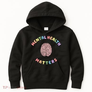 Mental Health Matters Rainbow Brain Awareness Kids Hoodie
