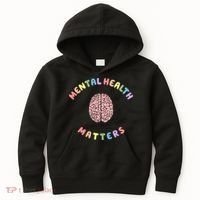 Mental Health Matters Rainbow Brain Awareness Kids Hoodie thumb 0