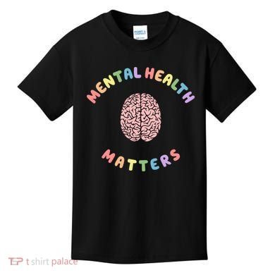 Mental Health Matters Rainbow Brain Awareness Kids T-Shirt