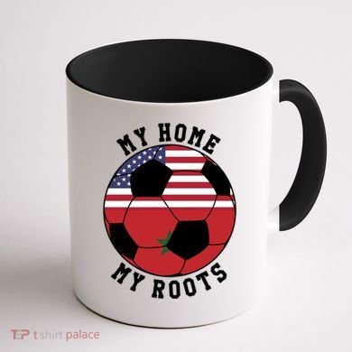 My Home My Roots Morocco Flag Soccer Gift Coffee Mug back