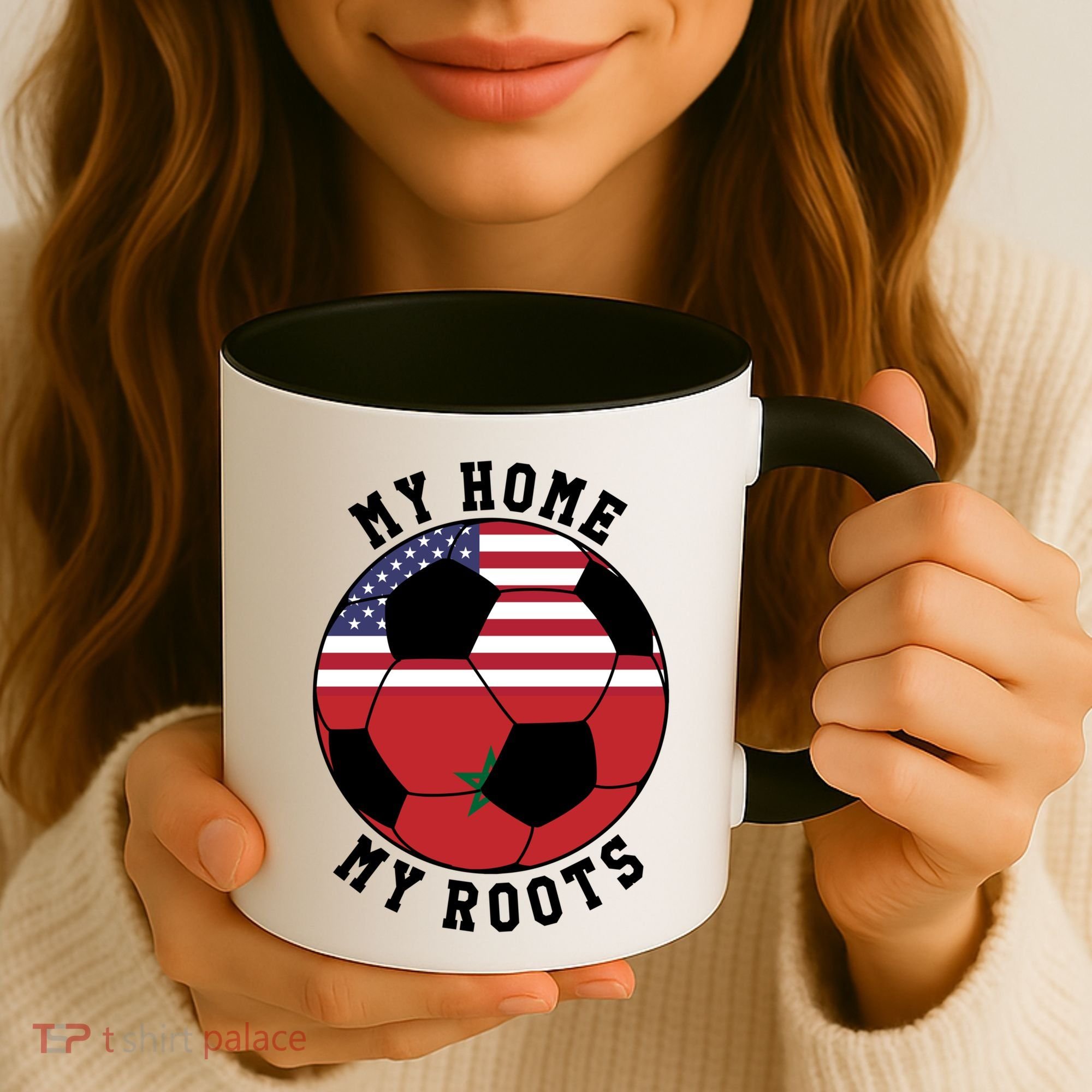 My Home My Roots Morocco Flag Soccer Gift Coffee Mug