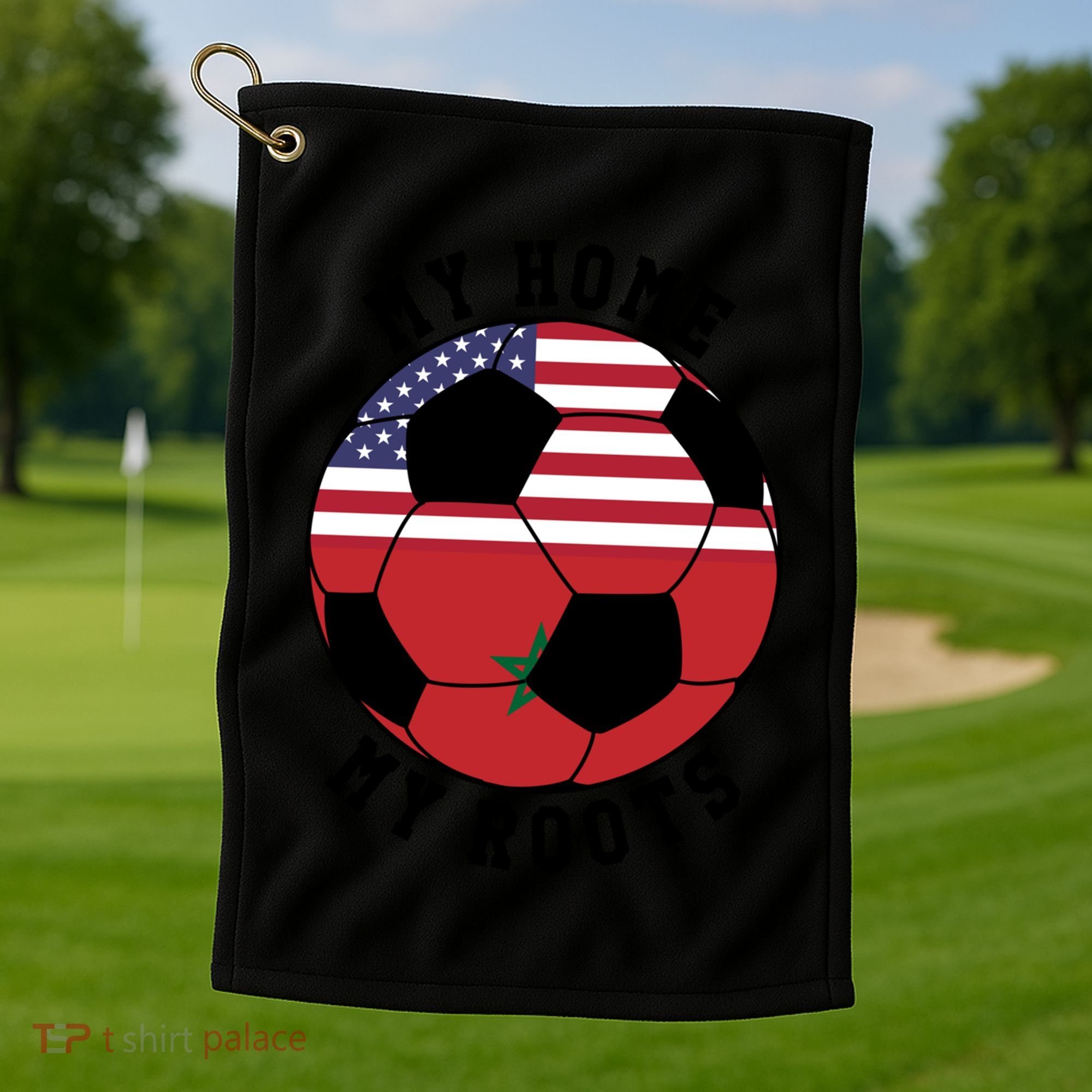 My Home My Roots Morocco Flag Soccer Gift Golf Towel