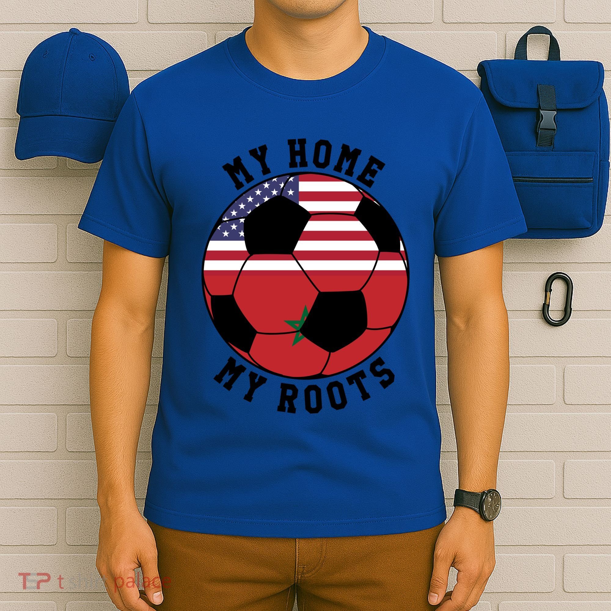 My Home My Roots Morocco Flag Soccer Gift T-Shirt