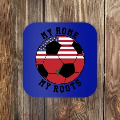 My Home My Roots Morocco Flag Soccer Gift Coaster