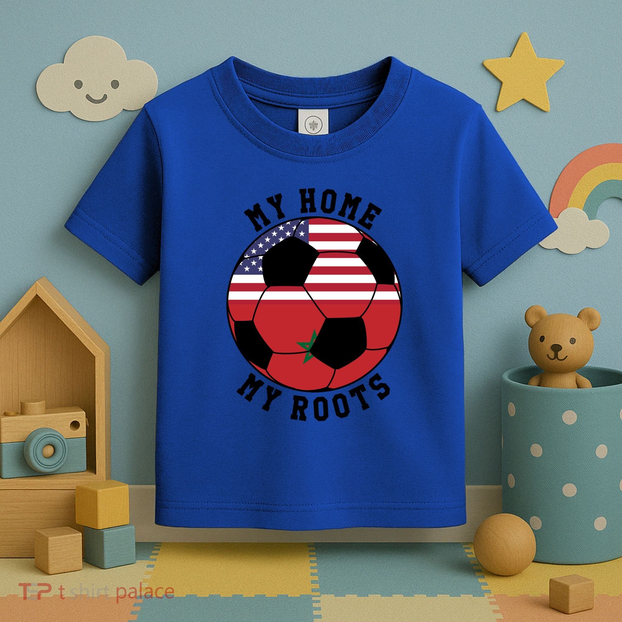 My Home My Roots Morocco Flag Soccer Gift Toddler T-Shirt