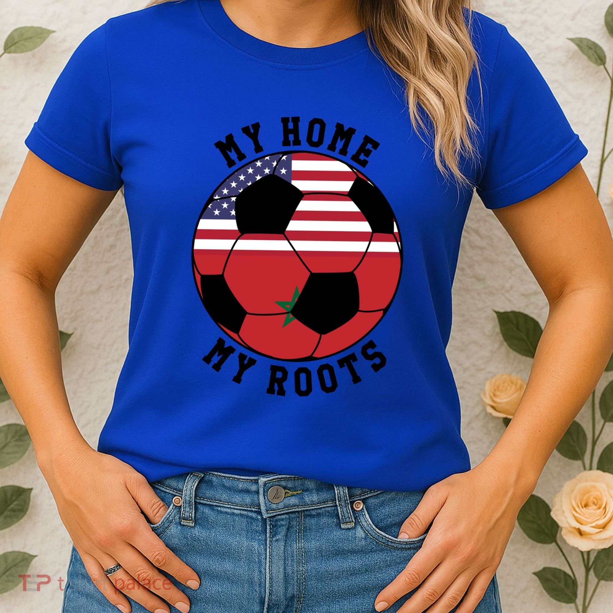 My Home My Roots Morocco Flag Soccer Gift Women's T-Shirt