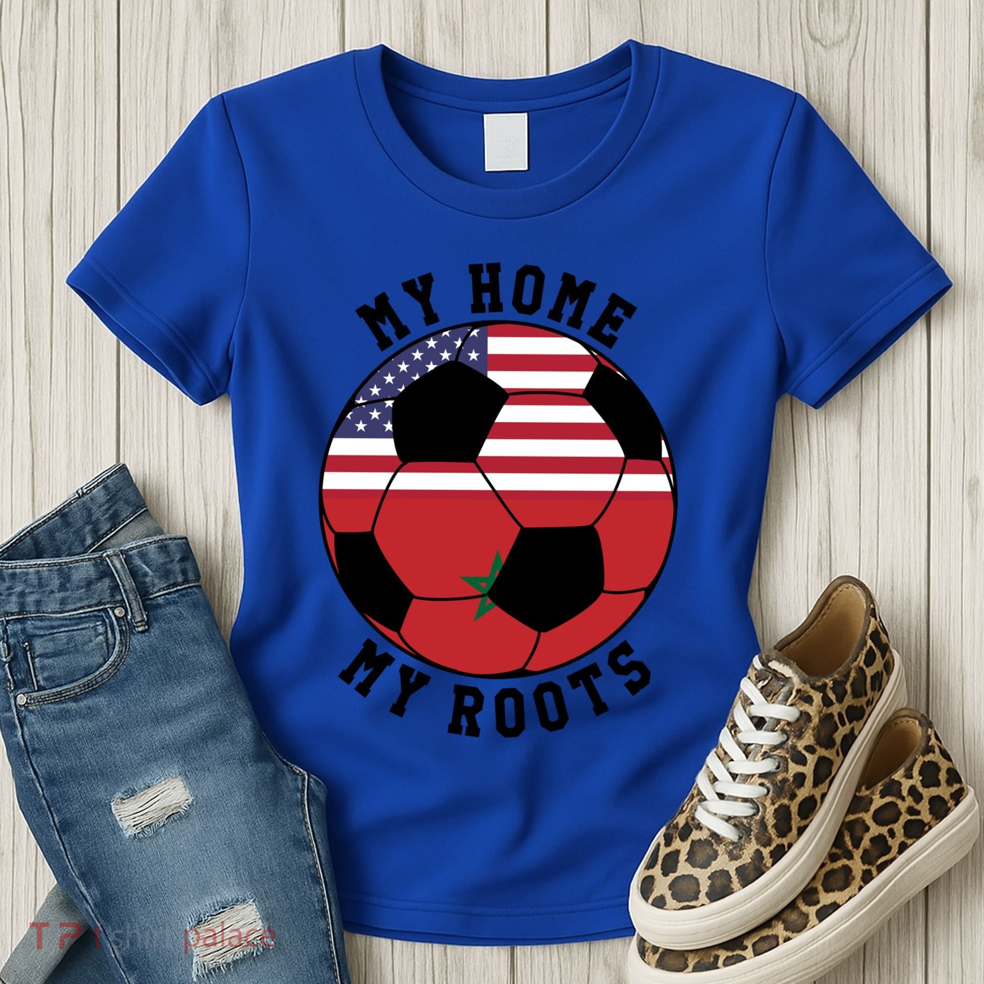My Home My Roots Morocco Flag Soccer Gift Women's T-Shirt