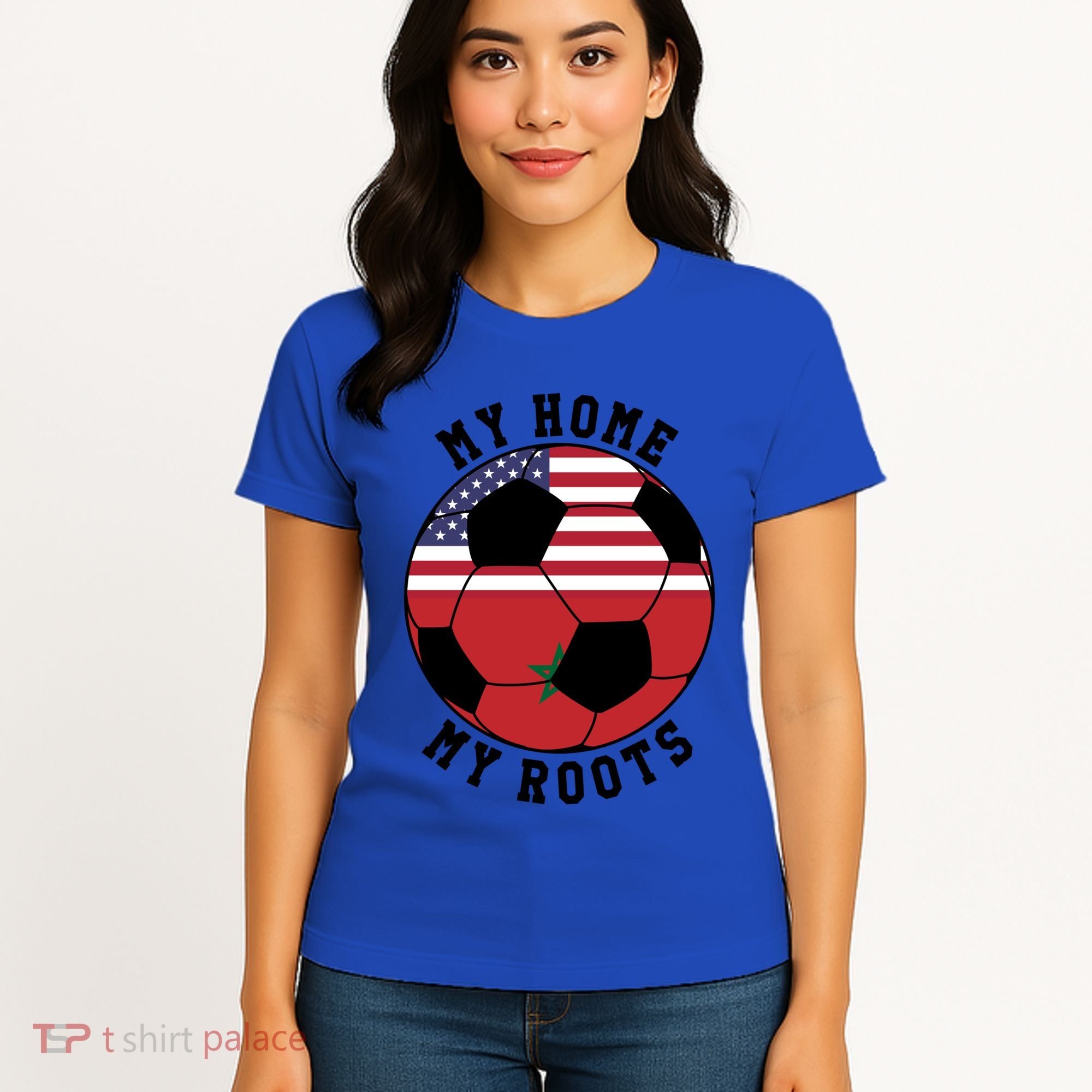 My Home My Roots Morocco Flag Soccer Gift Women's T-Shirt