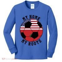 My Home My Roots Morocco Flag Soccer Gift Kids Long Sleeve Shirt thumb 0