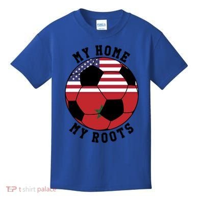 My Home My Roots Morocco Flag Soccer Gift Kids T-Shirt