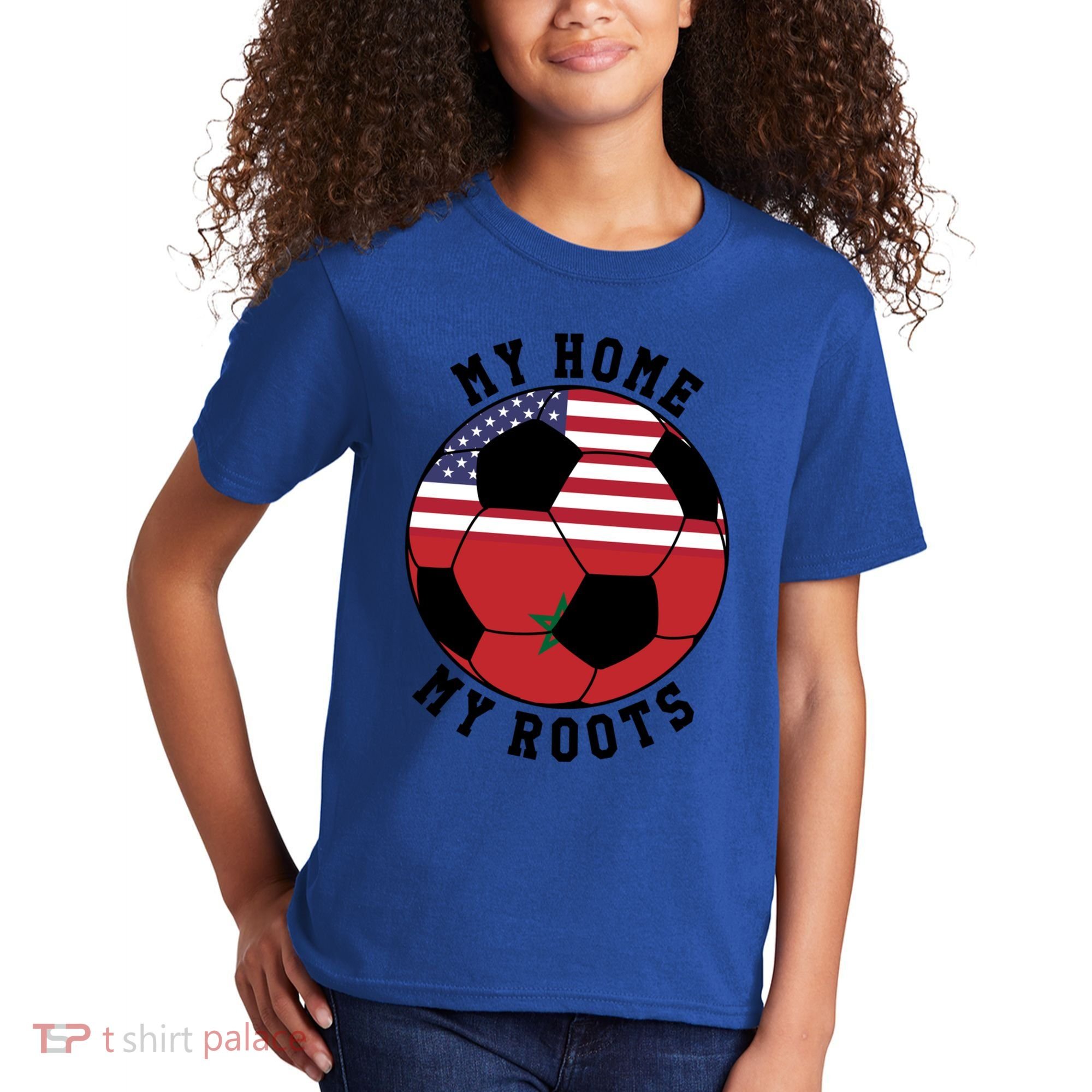 My Home My Roots Morocco Flag Soccer Gift Kids T-Shirt