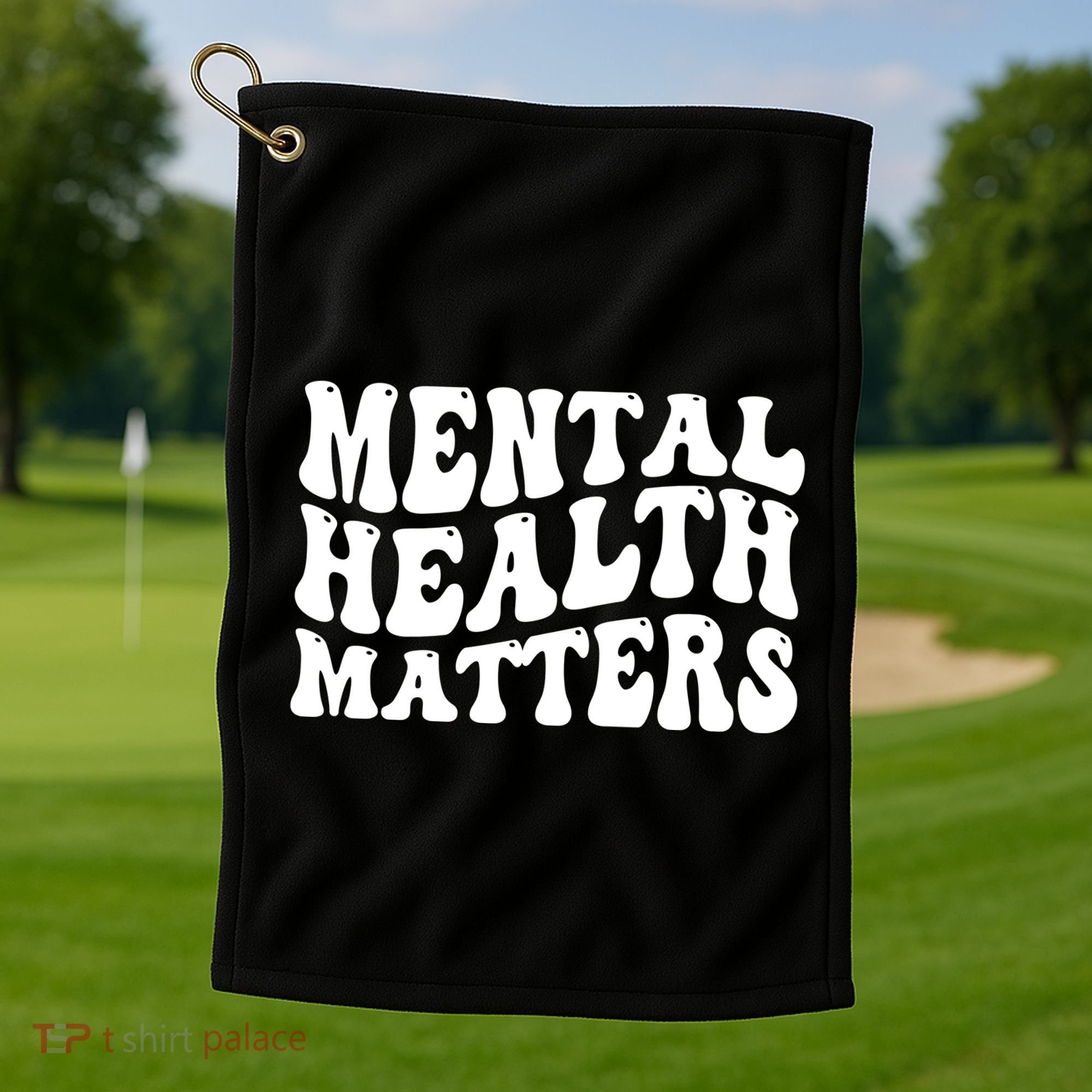 Mental Health Matters Groovy Retro Golf Towel