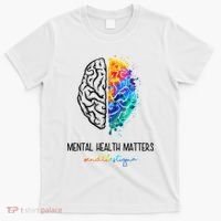 Mental Health Matter End The Stigma Colorful Brain T-Shirt thumb 0