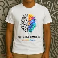Mental Health Matter End The Stigma Colorful Brain T-Shirt thumb 3