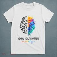 Mental Health Matter End The Stigma Colorful Brain T-Shirt thumb 5