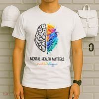 Mental Health Matter End The Stigma Colorful Brain T-Shirt thumb 6